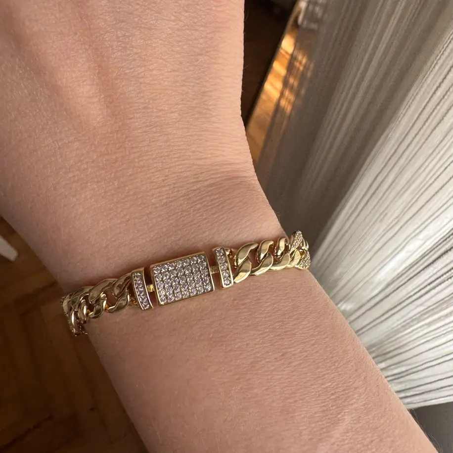 Zincir Kalın Taşlı Bileklik