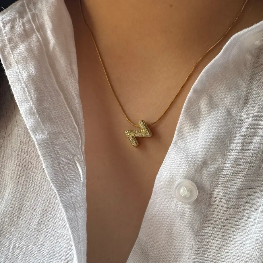 Çelik Minimal Harf Kolye