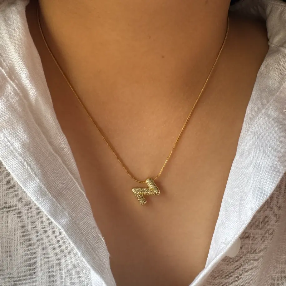 Çelik Minimal Harf Kolye