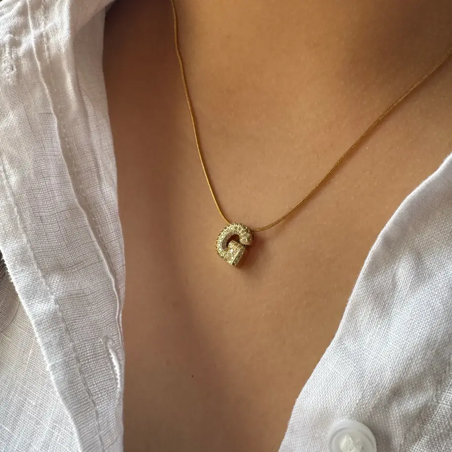 Çelik Minimal Harf Kolye