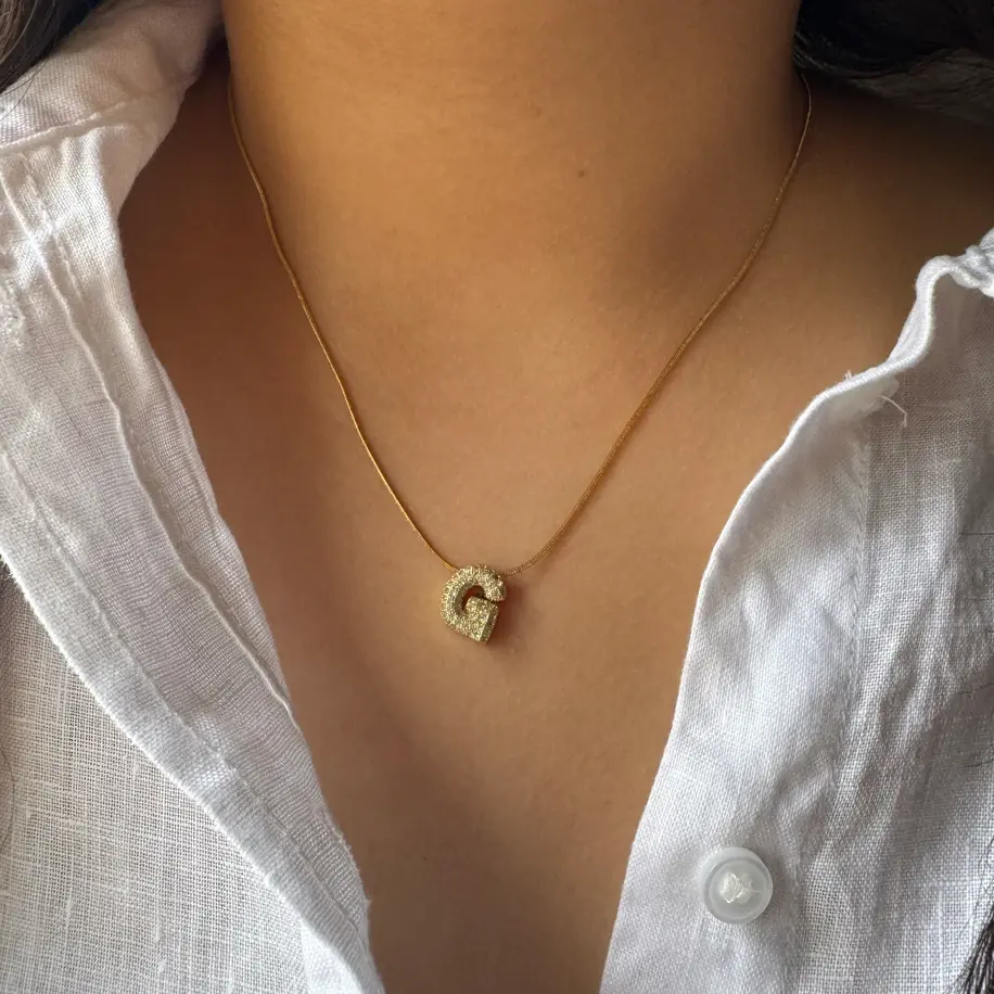 Çelik Minimal Harf Kolye