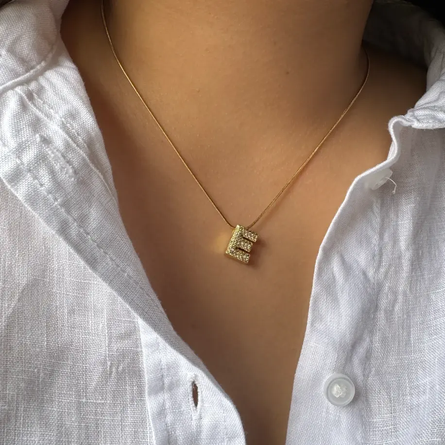 Taşlı Minimal Çelik Kolye