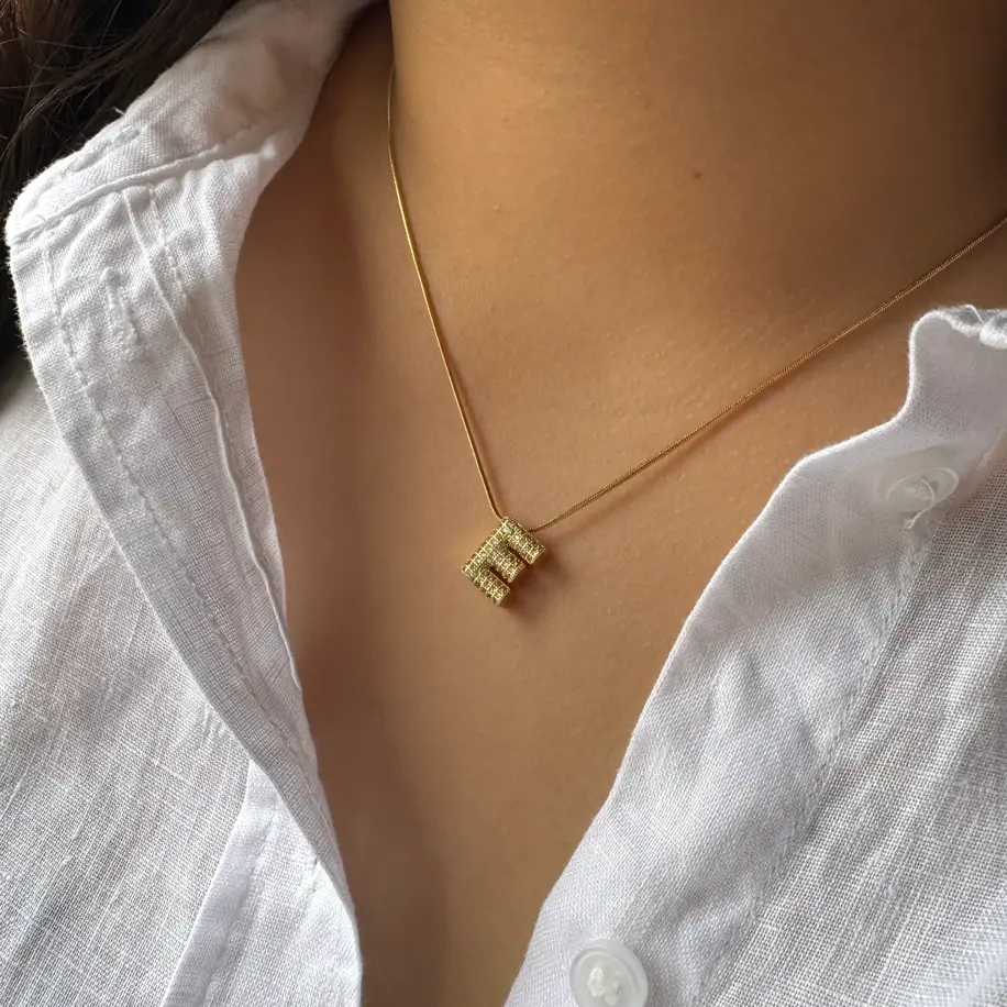 Taşlı Minimal Çelik Kolye