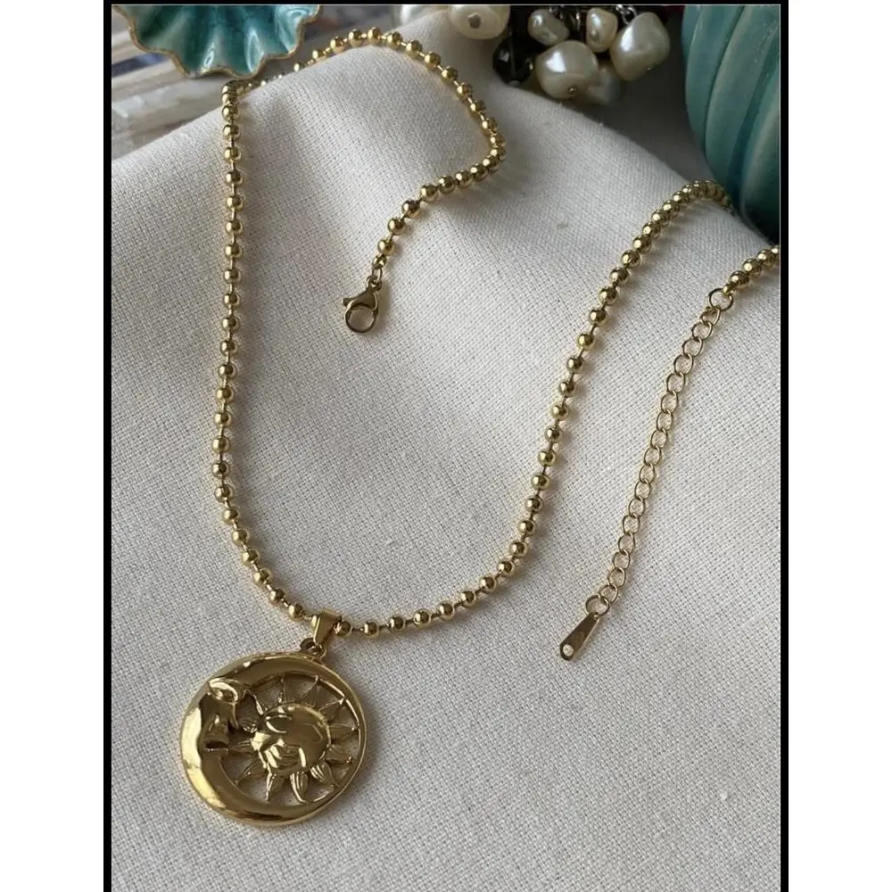 Çelik Dorika Zincirli Ay ve Güneş Kolye