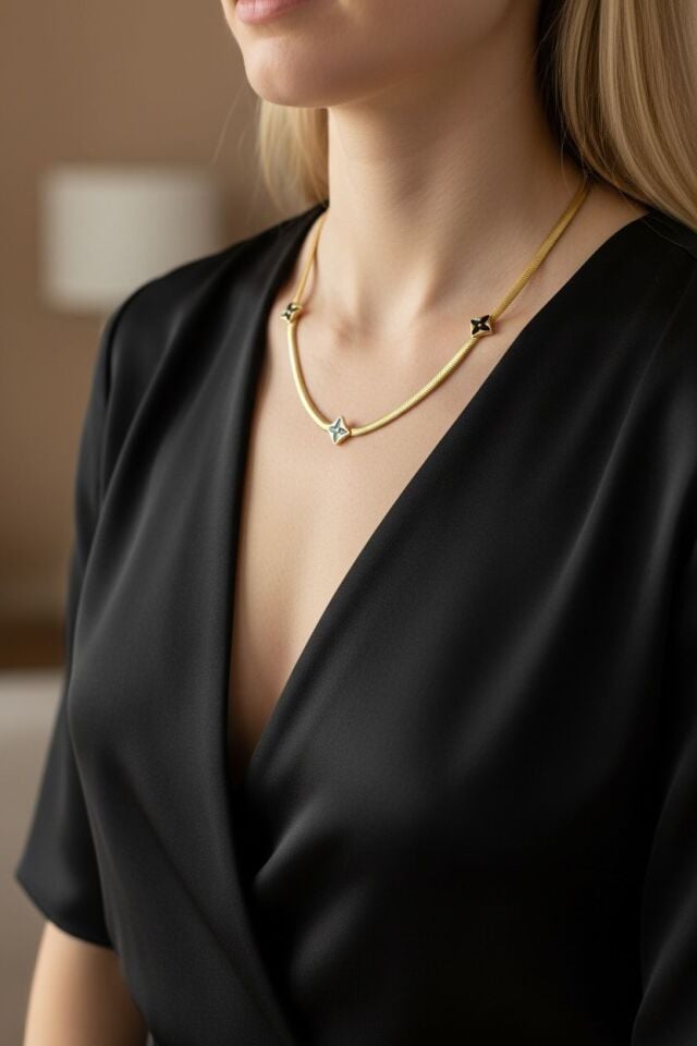 Çelik Siyah LV Worm Kolye