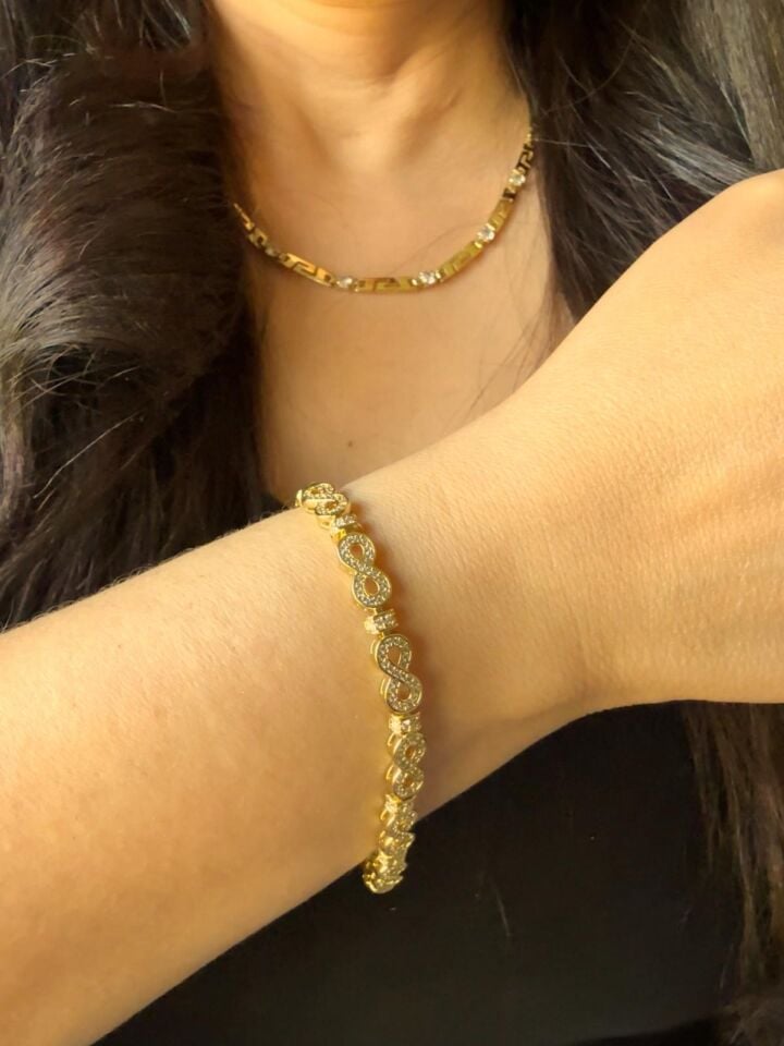 Mermaid Infinity Gold Taşlı Bileklik