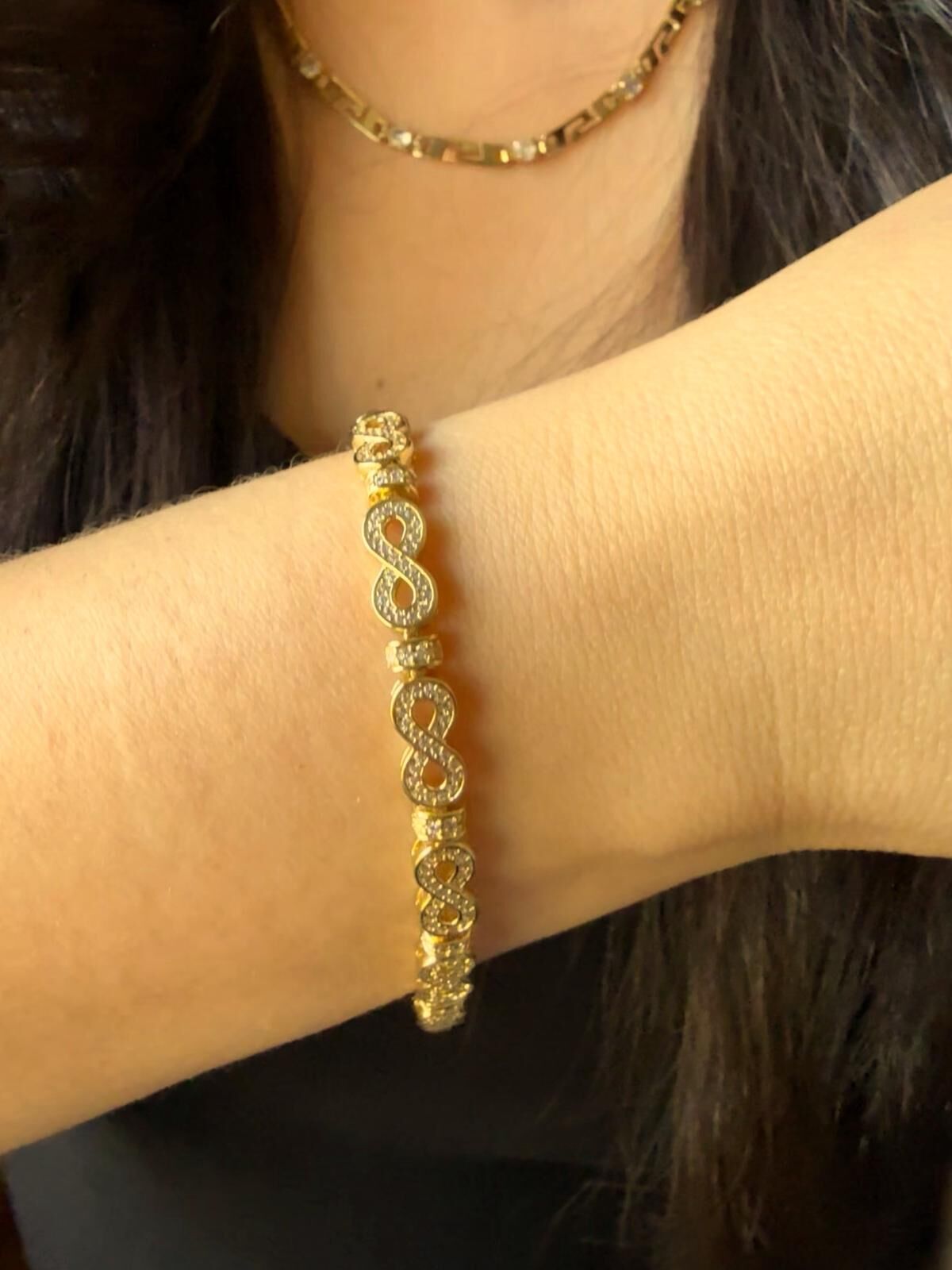 Mermaid Infinity Gold Taşlı Bileklik