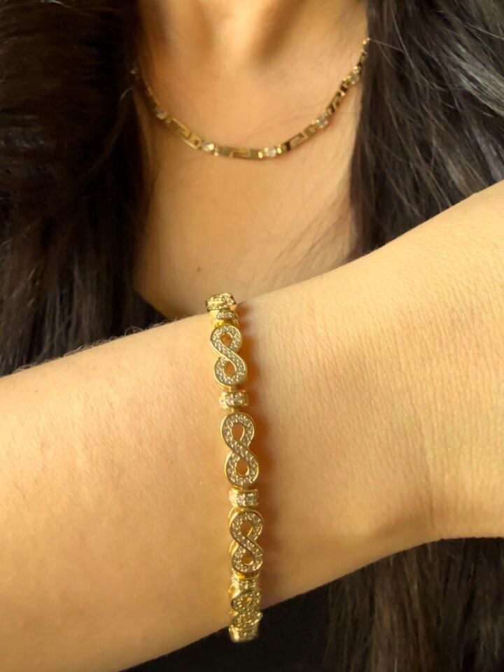Mermaid Infinity Gold Taşlı Bileklik