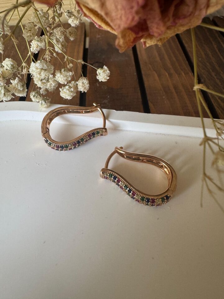 Renkli Taşlı Damla Küpe