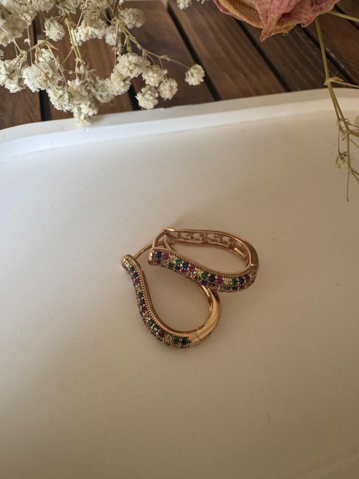 Renkli Taşlı Damla Küpe