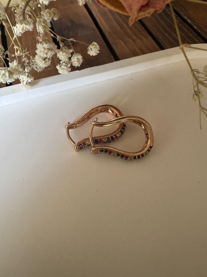 Renkli Taşlı Damla Küpe