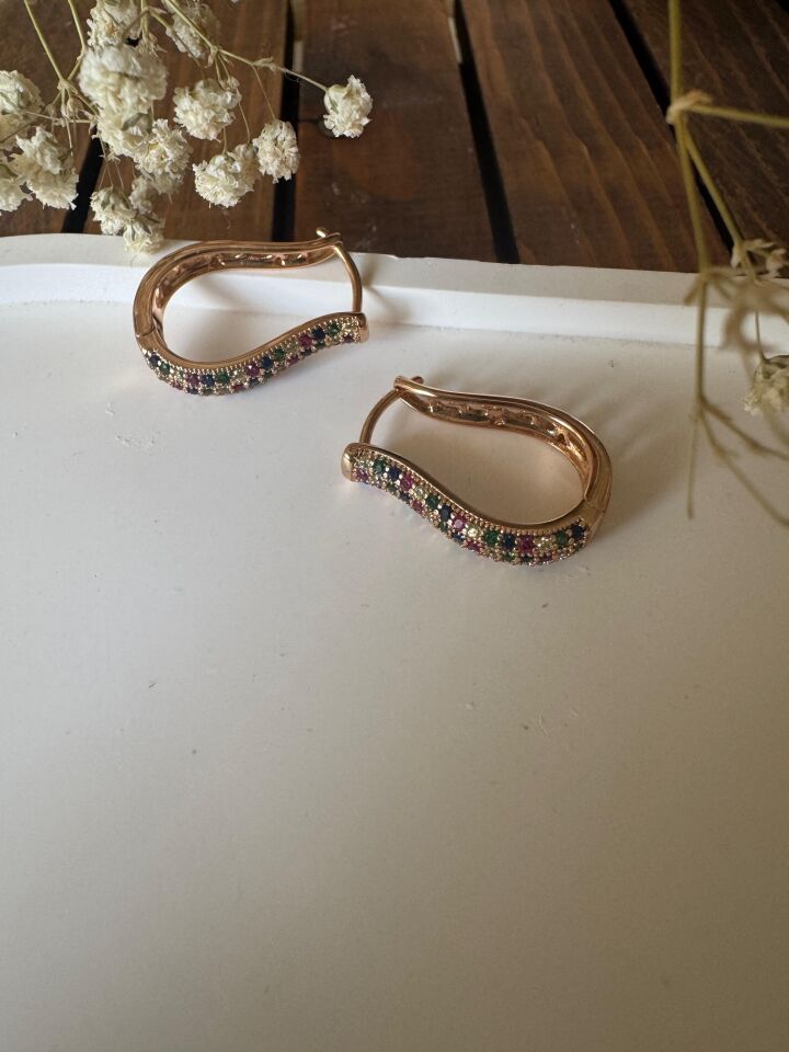 Renkli Taşlı Damla Küpe