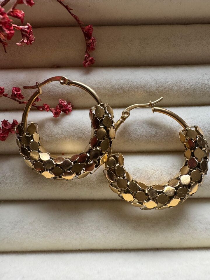 Çelik Pullu Halka Küpe