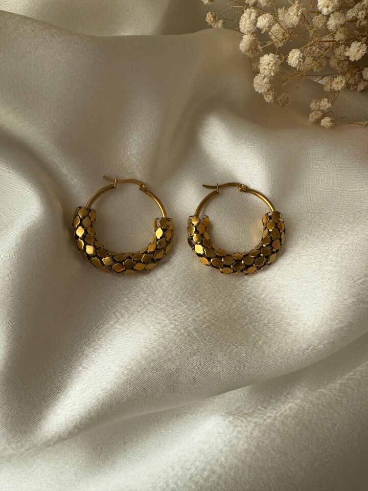 Çelik Pullu Halka Küpe