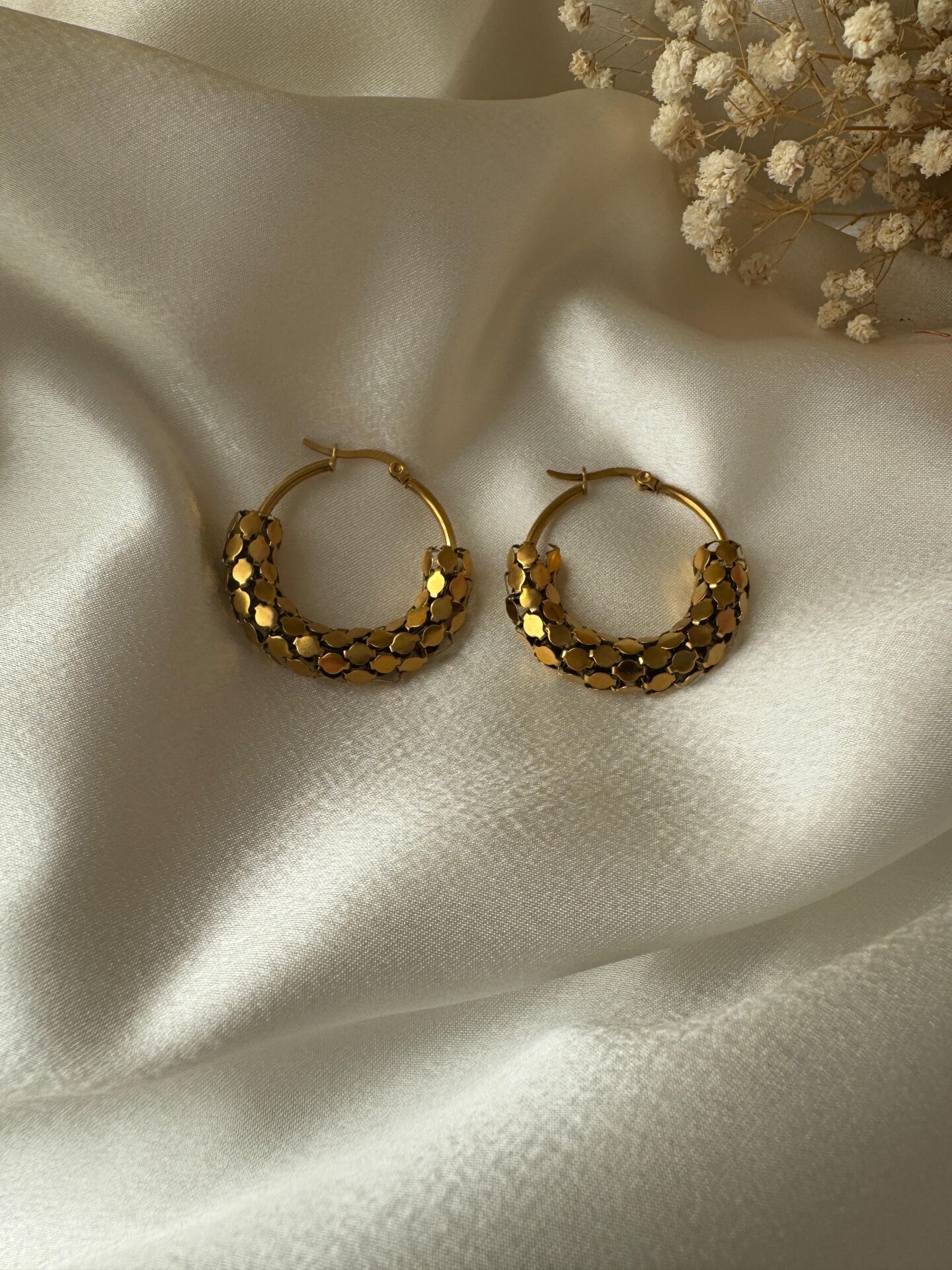 Çelik Pullu Halka Küpe