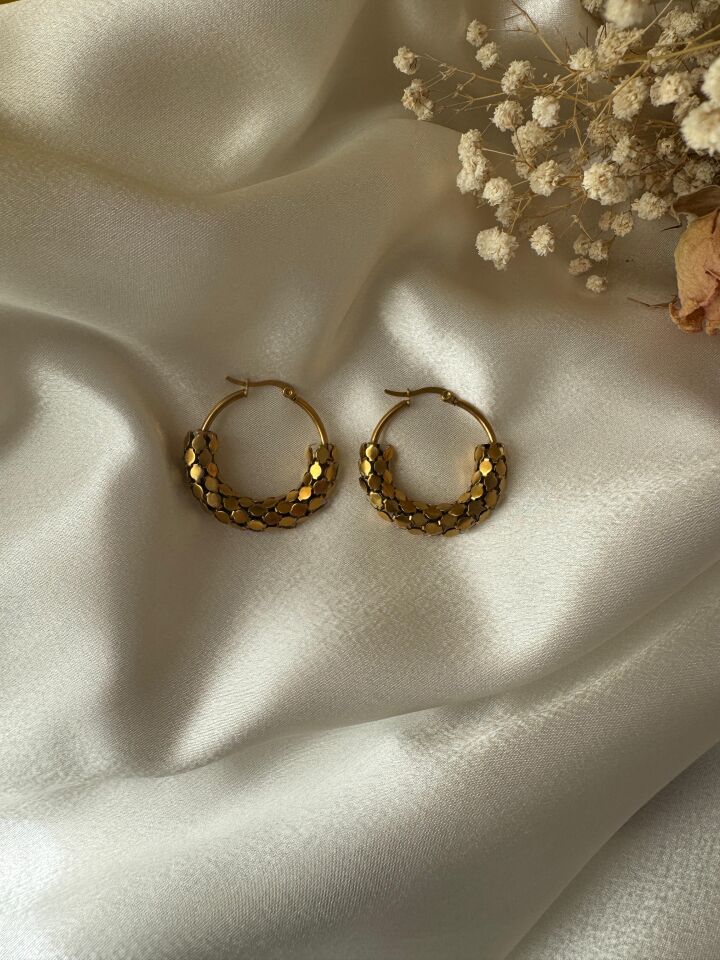 Çelik Pullu Halka Küpe