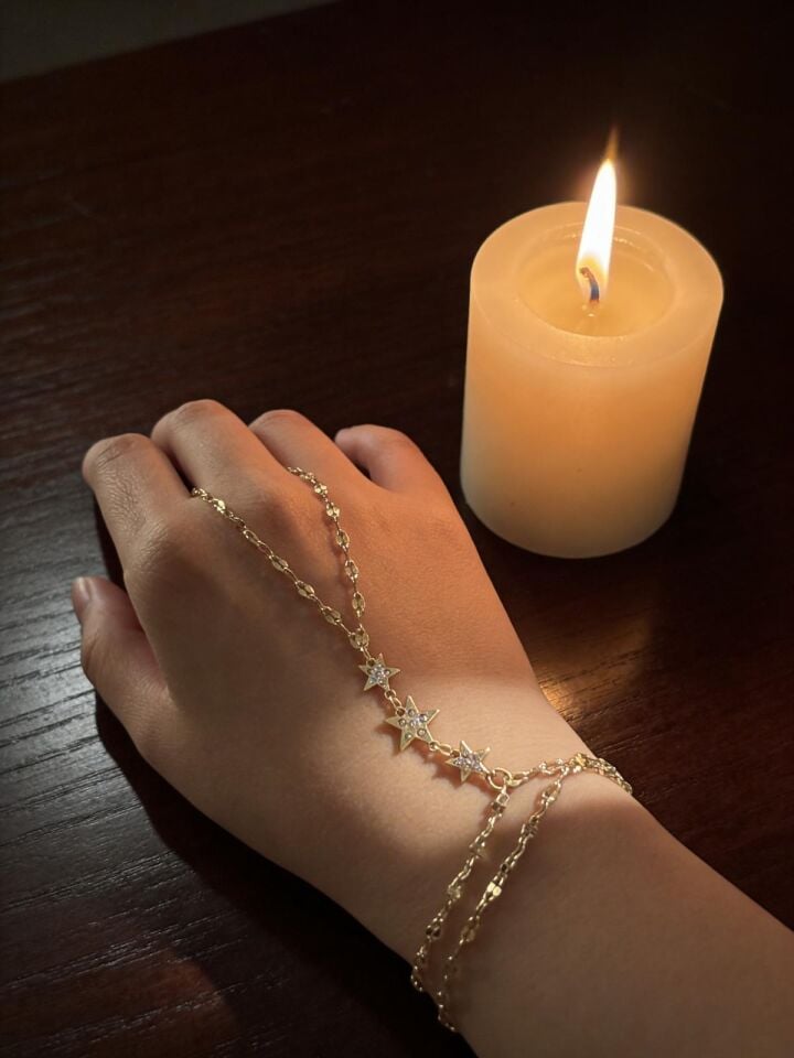 Yıldız Taşlı Çelik Şahmeran Bileklik