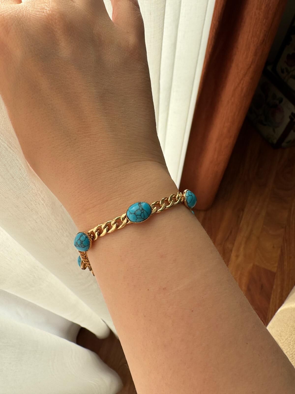 Firuze Taşlı Çelik Bİleklik