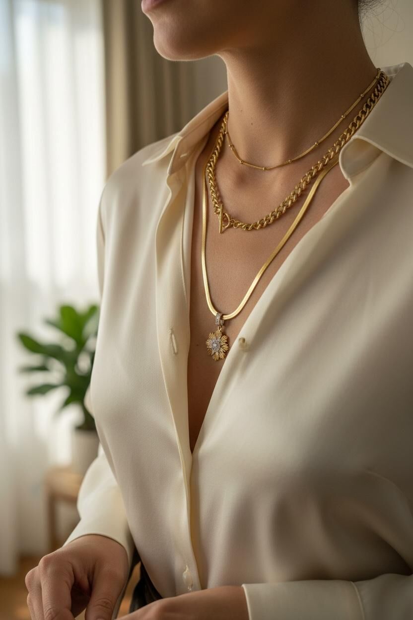 Çelik Dorikalı Çoklu Kolye