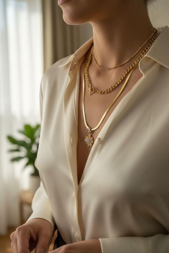 Çelik Dorikalı Çoklu Kolye