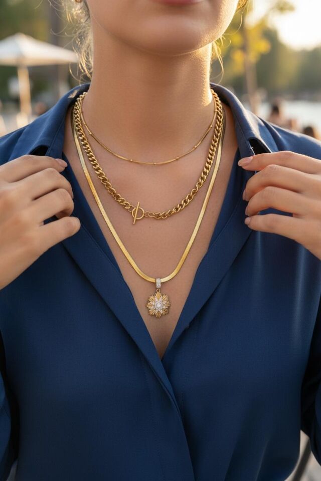 Çelik Dorikalı Çoklu Kolye