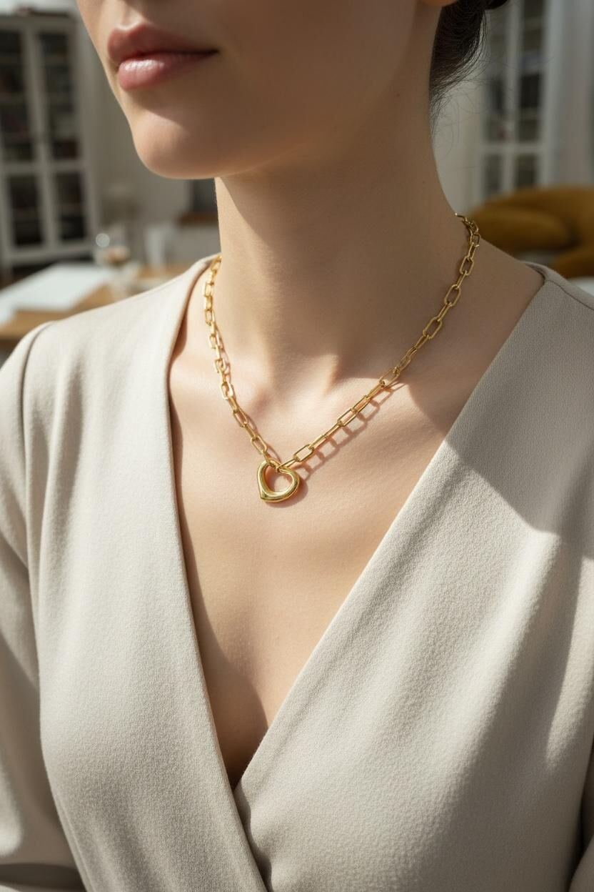 Çelik Kalpli Ataç Kolye