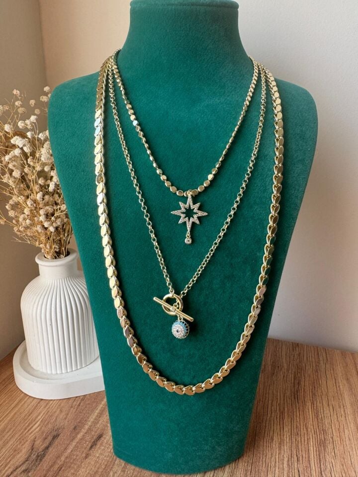 Nazar Boncuklu Geçmeli Kolye