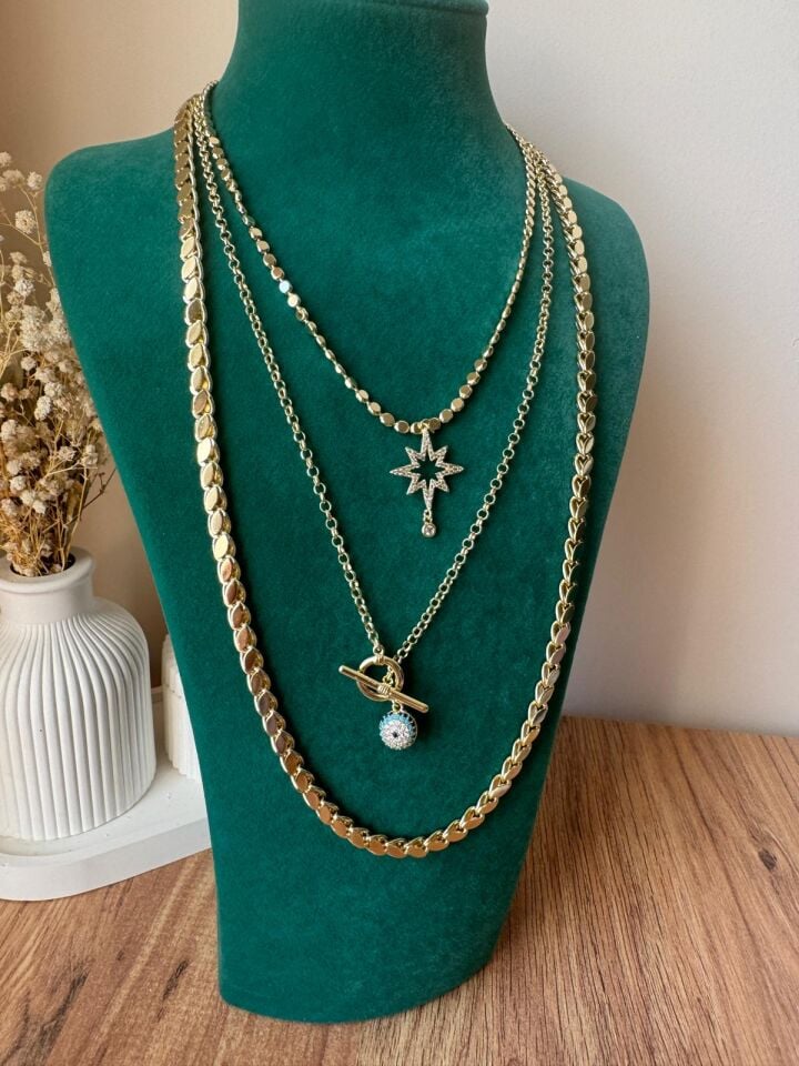 Nazar Boncuklu Geçmeli Kolye